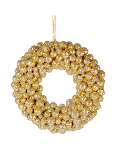 CORONA GLITTER BACCHE ORO D33X6CM PVC