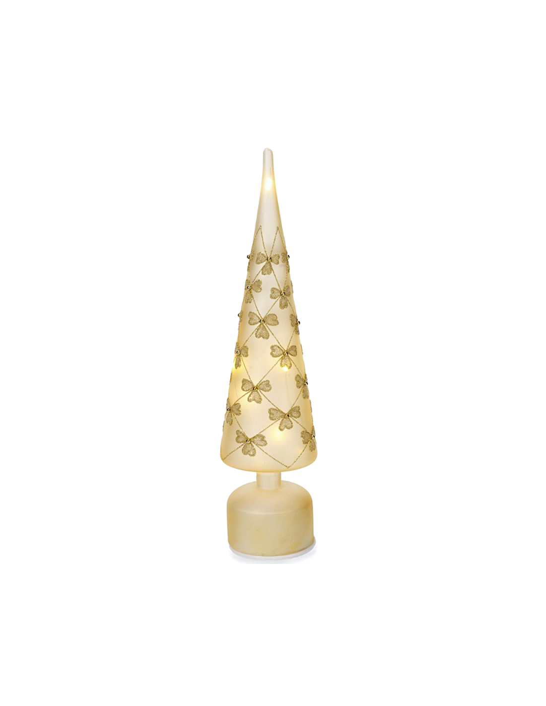 PINO ROTANTE VETRO FLOCK CHAMPAGNE H41CM CON LED