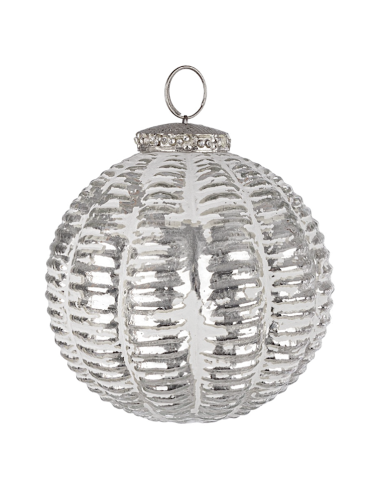 SFERE E PENDAGLI: vendita online Sfera di Natale Emilian Vetro 10cm Argento – La Magia di Natale a casa tua in offerta