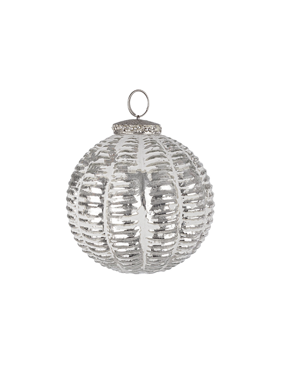 SFERE E PENDAGLI: vendita online Sfera di Natale Emilian Vetro 10cm Argento – La Magia di Natale a casa tua in offerta
