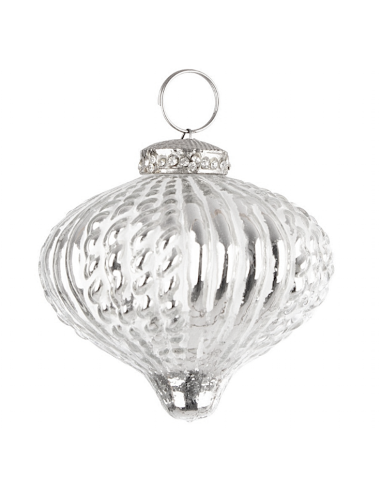 PENDENTE EMILIAN 7,5CM VETRO TROTTOLA ARGENTO