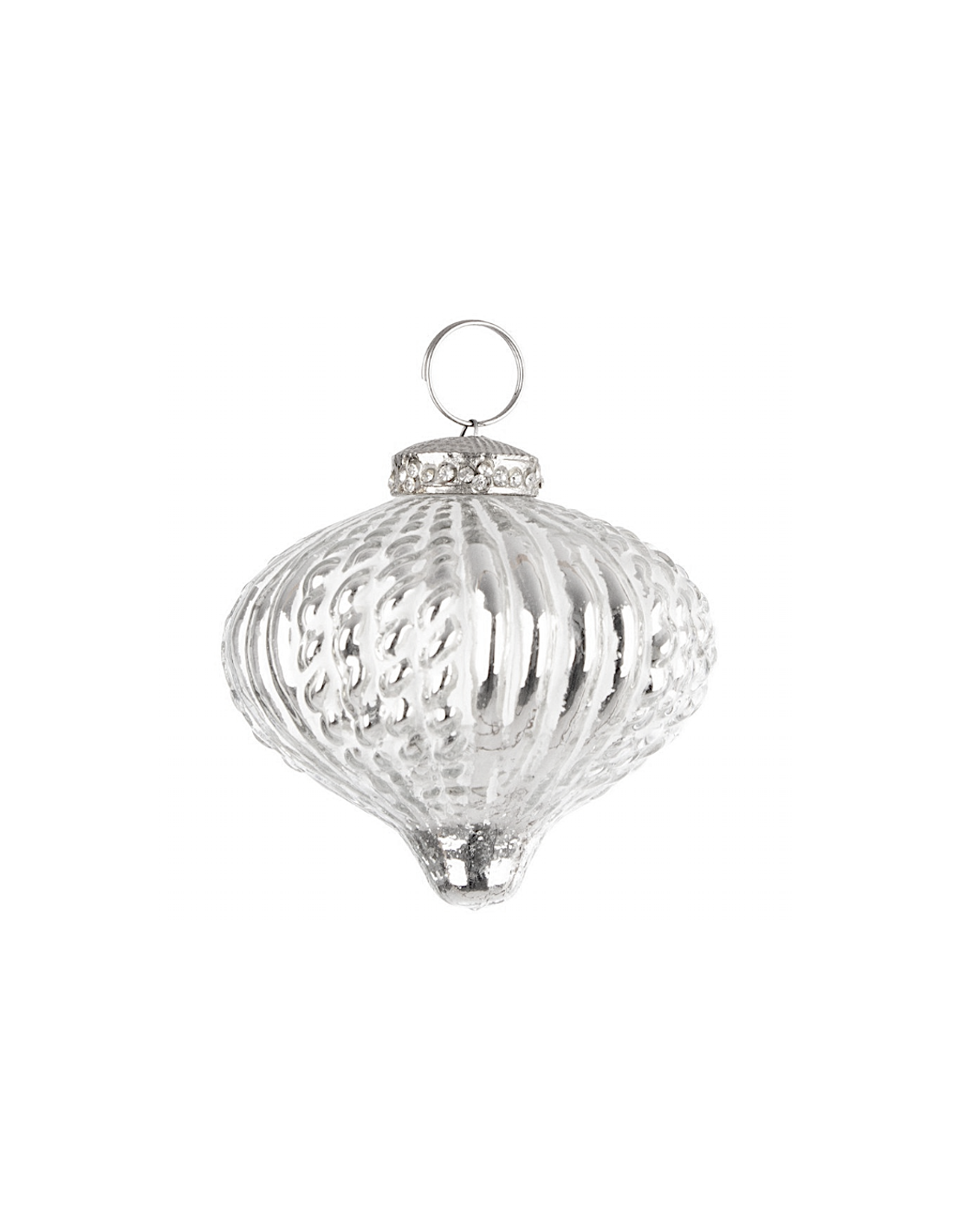 PENDENTE EMILIAN 7,5CM VETRO TROTTOLA ARGENTO