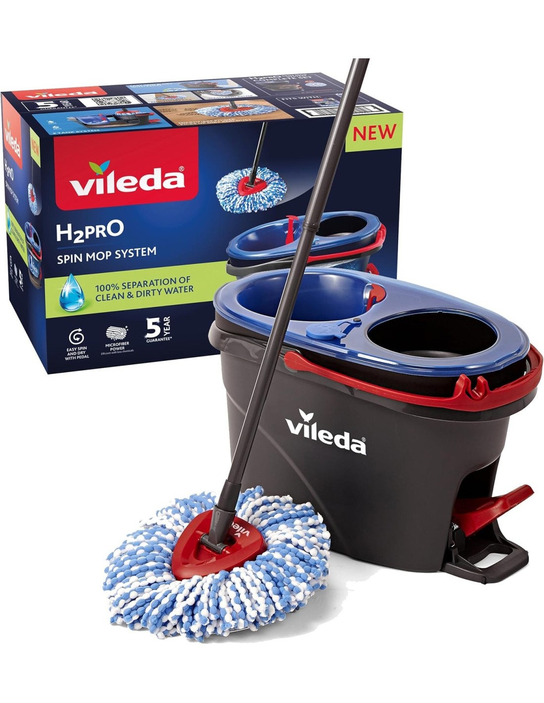 SCOPE E SPAZZOLONI: vendita online Vileda H2Pro Spin Mop System – Secchio con Strizzatore e Mocio Rotante in offerta