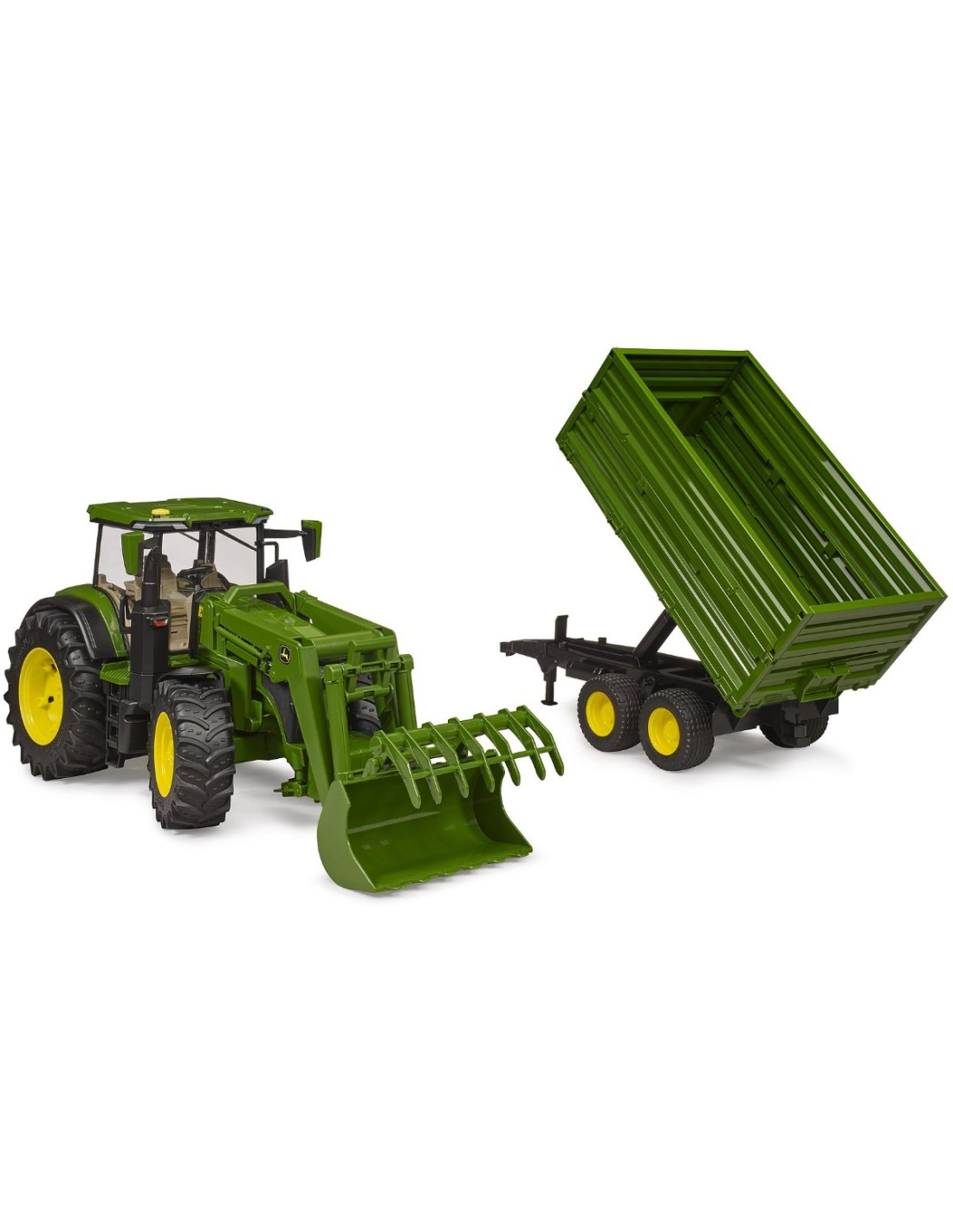 John Deere Trattore con Benna e Rimorchio Bruder 1:16 | shop in casa