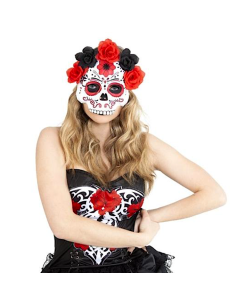 MASCHERA S3224 KATRINA CON FIORI ROSSI/NERI