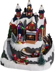 GIOSTRINE E VILLAGGI: vendita online Giostrina Natalizia Villaggio con Luci e Musica, 19x15x21,5 cm in offerta