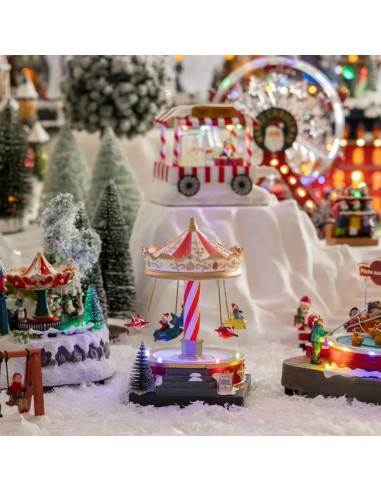 GIOSTRINE E VILLAGGI: vendita online Giostrina Carosello di Natale 12x13x19 cm con Musica, Giochi di Luce e Musica Natalizia ...