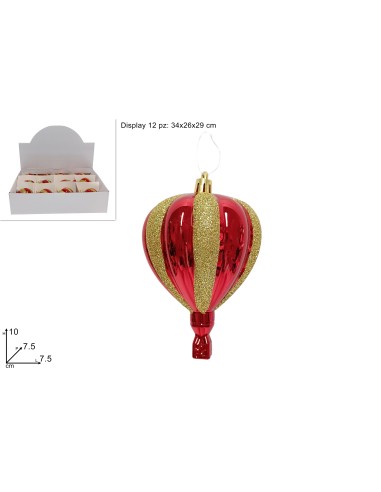 MONGOLFIERA 10CM ROSSO GLITTER ORO