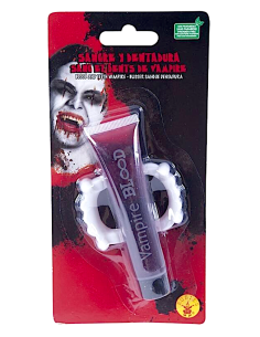 TUBETTO SANGUE FINTO S8761 CON DENTI VAMPIRO