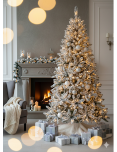 ALBERI DI NATALE: vendita online Albero di Natale Snow Lord 210cm innevato con luci LED, abete artificiale folto diametro 122...
