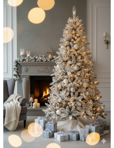 ALBERI DI NATALE: vendita online Albero di Natale Snow Lord 210cm innevato con luci LED, abete artificiale folto diametro 122...
