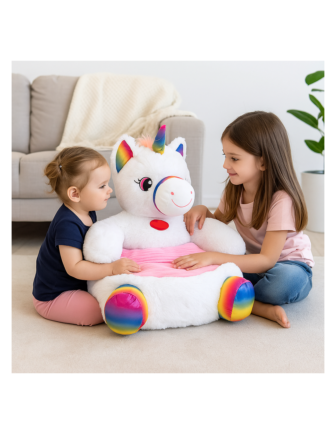 Poltroncina Unicorno 50x50x50cm in Peluche, Comoda e Morbida | Shop in Casa