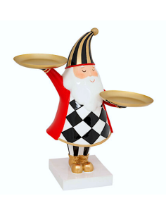 DECORAZIONE BABBO NATALE RESINA CON PIATTI 26X22X27CM
