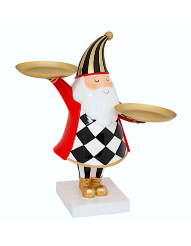 DECORAZIONE BABBO NATALE RESINA CON PIATTI 26X22X27CM