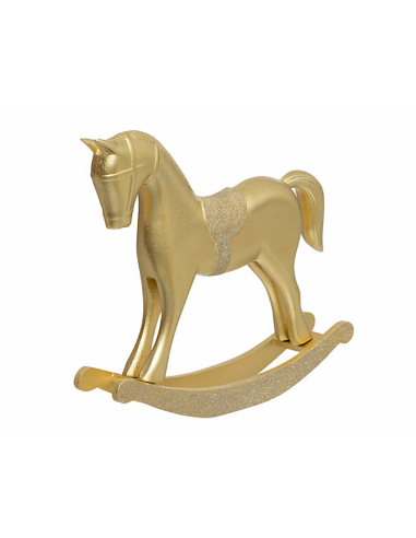 CAVALLO A DONDOLO LEGNO 32X6X35CM DORATO