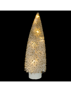 DECORAZIONE ALBERO BIANCO/ORO H30CM 10LED BIANCO CALDO