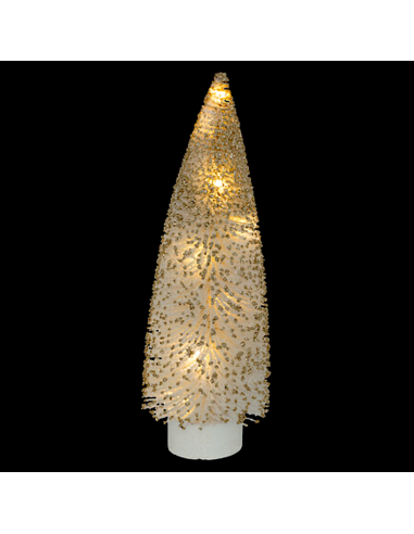 DECORAZIONE ALBERO BIANCO/ORO H30CM 10LED BIANCO CALDO