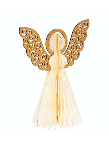 DECORAZIONE ANGELO CARTA 25CM AVORIO