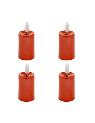 SET 4 CANDELE LED METALLO ROSSO 4X9CM