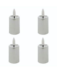 SET 4 CANDELE LED PLASTICA 4X9CM ARGENTO