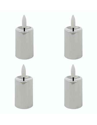 SET 4 CANDELE LED PLASTICA 4X9CM ARGENTO
