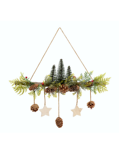 DIETROPORTA ABETI CON PIGNE E STELLE 48X7X50CM PVC