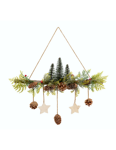 DIETROPORTA ABETI CON PIGNE E STELLE 48X7X50CM PVC