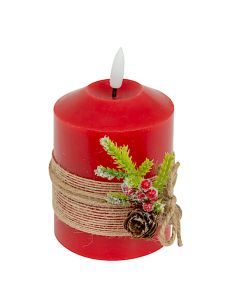 CANDELA LED ROSSO CON RAMETTO 7,5X12,5CM