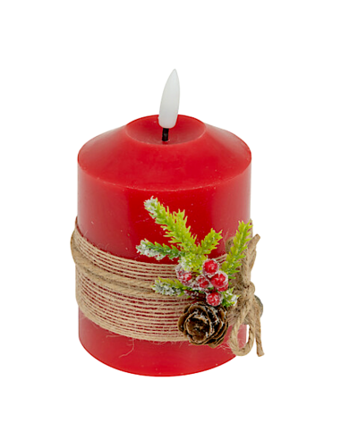 CANDELA LED ROSSO CON RAMETTO 7,5X12,5CM