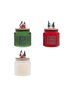 CANDELA PROFUMATA COPERCHIO DECORATO 330GR ASSORTITA