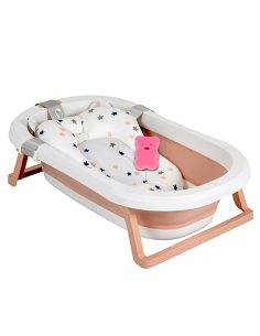 Moni Set Vasca da Bagno Pieghevole Palma Rosa | 3 Pezzi Sicuro e Salvaspazio | Shopincasa.it