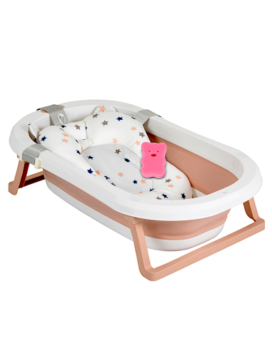 Moni Set Vasca da Bagno Pieghevole Palma Rosa | 3 Pezzi Sicuro e Salvaspazio | Shopincasa.it