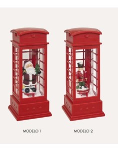 OGGETTISTICA NATALE: vendita online Cabina Telefonica di Natale con LED e Movimento, Figura Decorativa in Poliresina, Babbo N... 2