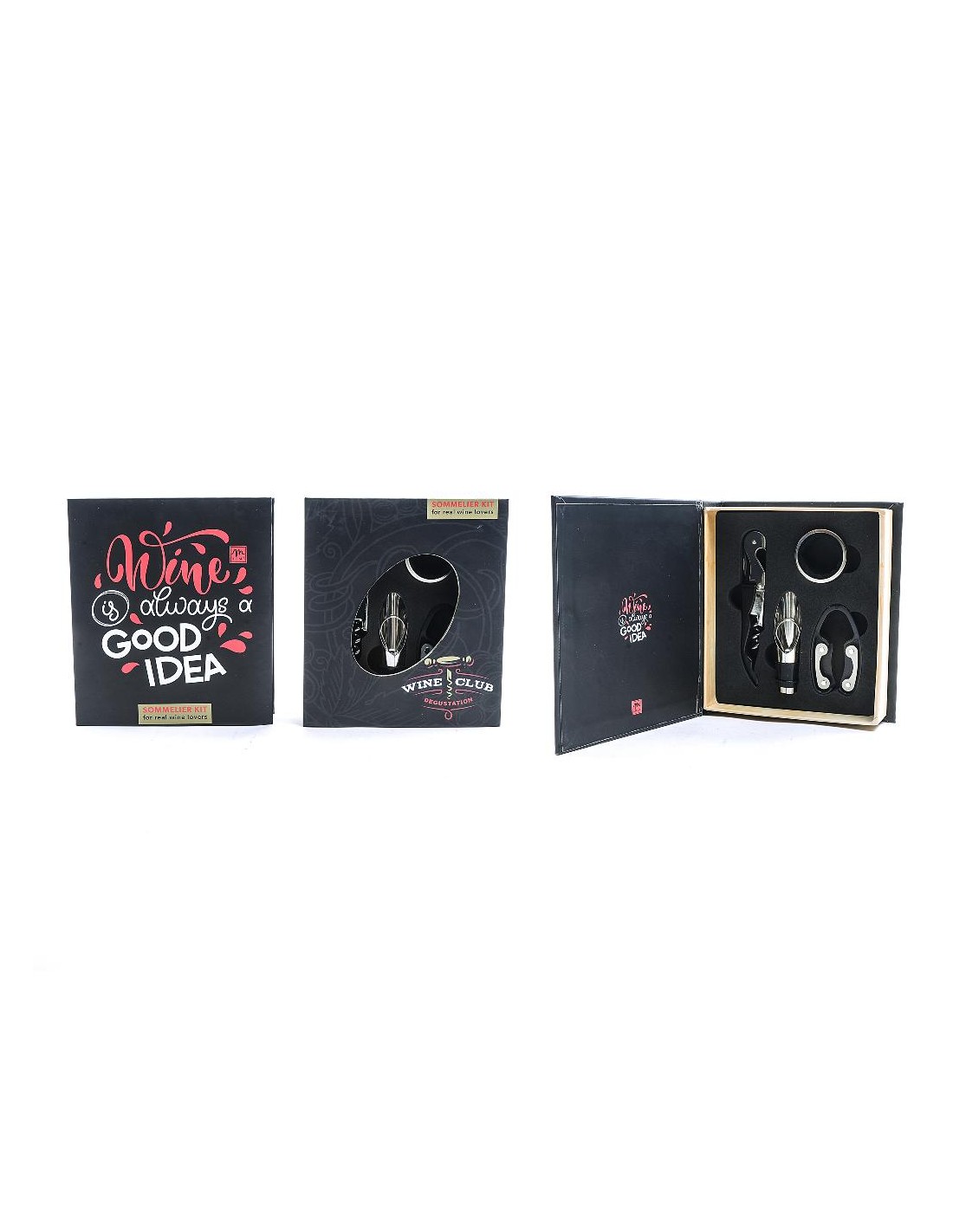 SET SOMMELIER 4PZ COFANETTO LIBRO ACCIAIO/CARTA