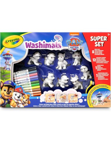 PRESCOLARI: vendita online WASHIMALS PAW PATROL SUPER SET, SUPER SET ATTIVITÀ CON 8 CUCCIOLI, 12 PENNARELLI LAVABILI, SPAZZOL...