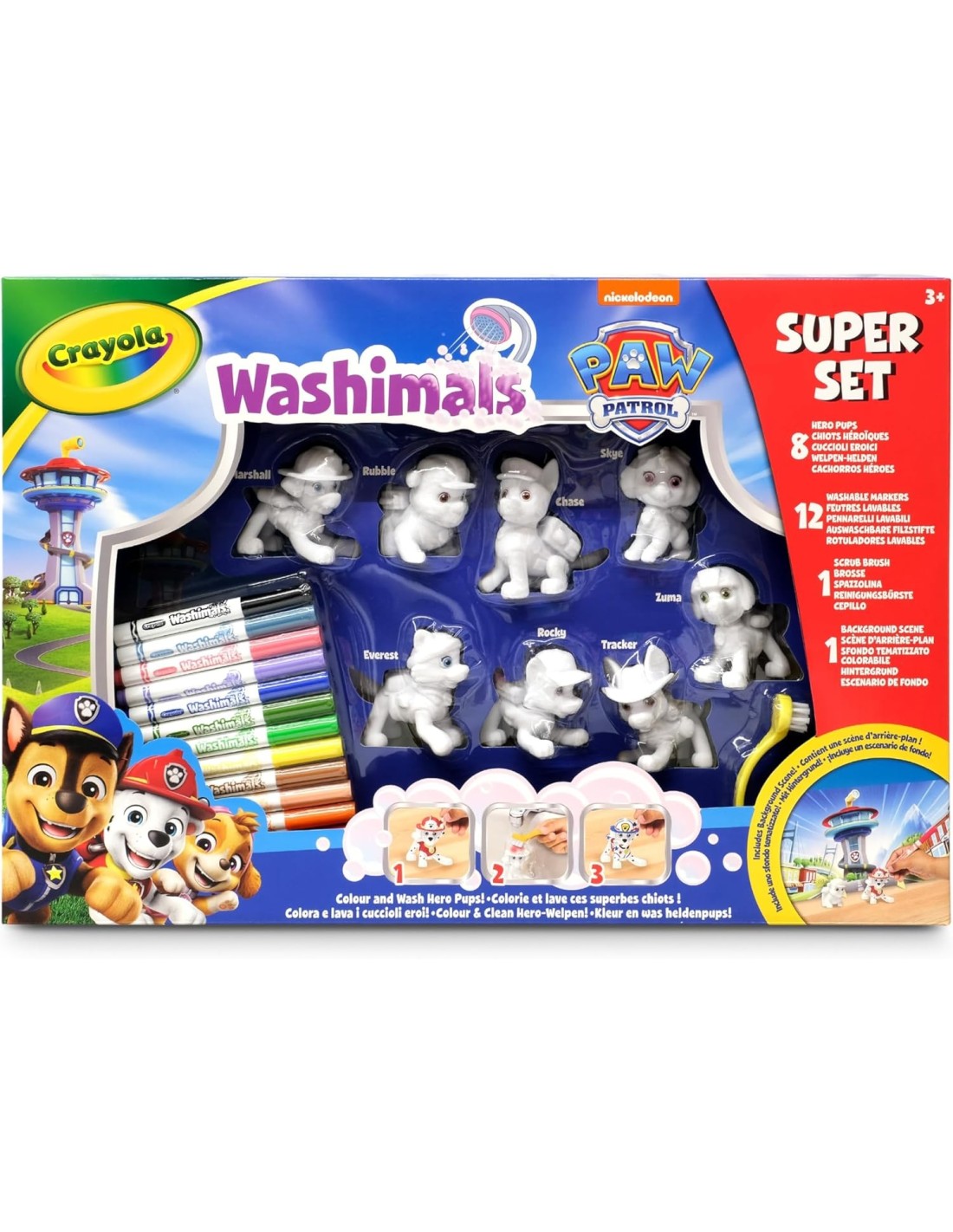 PRESCOLARI: vendita online WASHIMALS PAW PATROL SUPER SET, SUPER SET ATTIVITÀ CON 8 CUCCIOLI, 12 PENNARELLI LAVABILI, SPAZZOL...