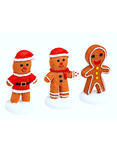 OGGETTISTICA NATALE: vendita online Decorazione set 3 santon di Natale Pan di Zenzero 4x2x5cm - La magia di Natale a casa tua...