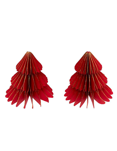 OGGETTISTICA NATALE: vendita online Decorazione set 2 alberelli di Natale rossi 6x6cm in carta - La magia di Natale a casa tu...