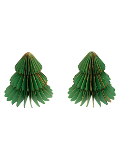 OGGETTISTICA NATALE: vendita online Decorazione set 2 alberelli di Natale verdi 6x6cm in carta - La magia di Natale a casa tu...