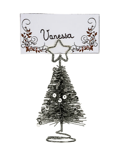 OGGETTISTICA NATALE: vendita online Decorazione segnaposto albero di Natale D5xH10cm in metallo argento con paillettes - La m...