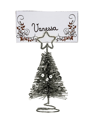 OGGETTISTICA NATALE: vendita online Decorazione segnaposto albero di Natale D5xH10cm in metallo argento con paillettes - La m...