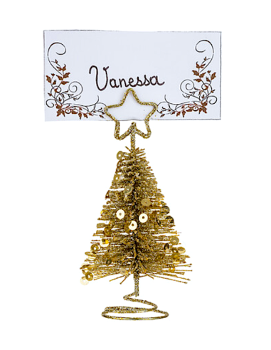 OGGETTISTICA NATALE: vendita online Decorazione segnaposto albero di Natale D5xH10cm in metallo oro - La magia di Natale sull...