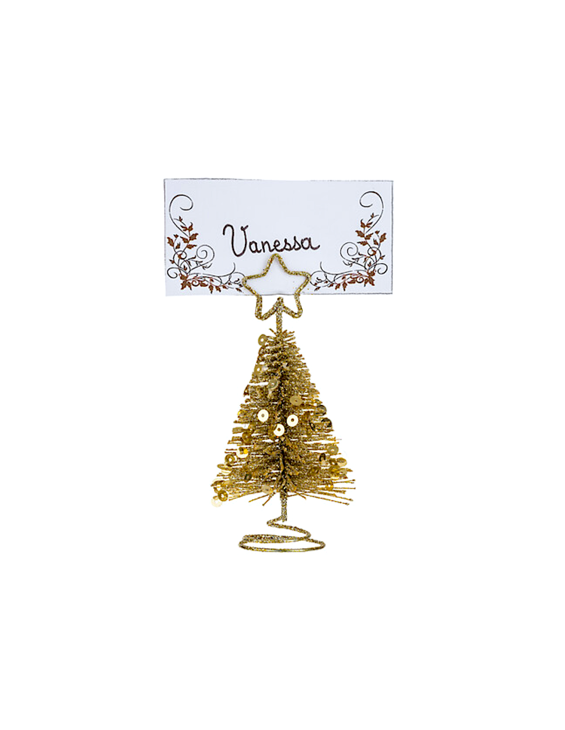 OGGETTISTICA NATALE: vendita online Decorazione segnaposto albero di Natale D5xH10cm in metallo oro - La magia di Natale sull...