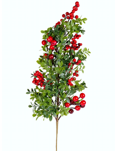 FIORI: vendita online Decorazione ramo di Natale con bacche e foglie H80cm in PVC - La magia di Natale a casa tua in offerta