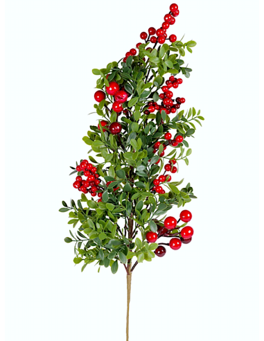 FIORI: vendita online Decorazione ramo di Natale con bacche e foglie H80cm in PVC - La magia di Natale a casa tua in offerta