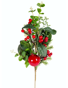 FIORI: vendita online Decorazione ramo di Natale con foglie, melograni e bacche H80cm in PVC - La magia di Natale a casa tua ...