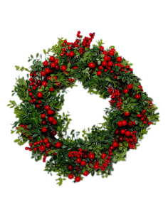 BOE E GHIRLANDE: vendita online Decorazione corona di Natale Ø56cm con foglie e bacche in PVC - La magia di Natale a casa tua...