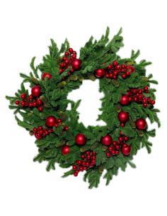 BOE E GHIRLANDE: vendita online Decorazione corona di Natale Ø60cm con pino, bacche e sfere in PVC - La magia di Natale a cas...