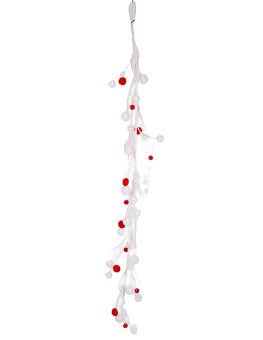 GHIRLANDA POMPON ROSSI CON LED H180CM PVC
