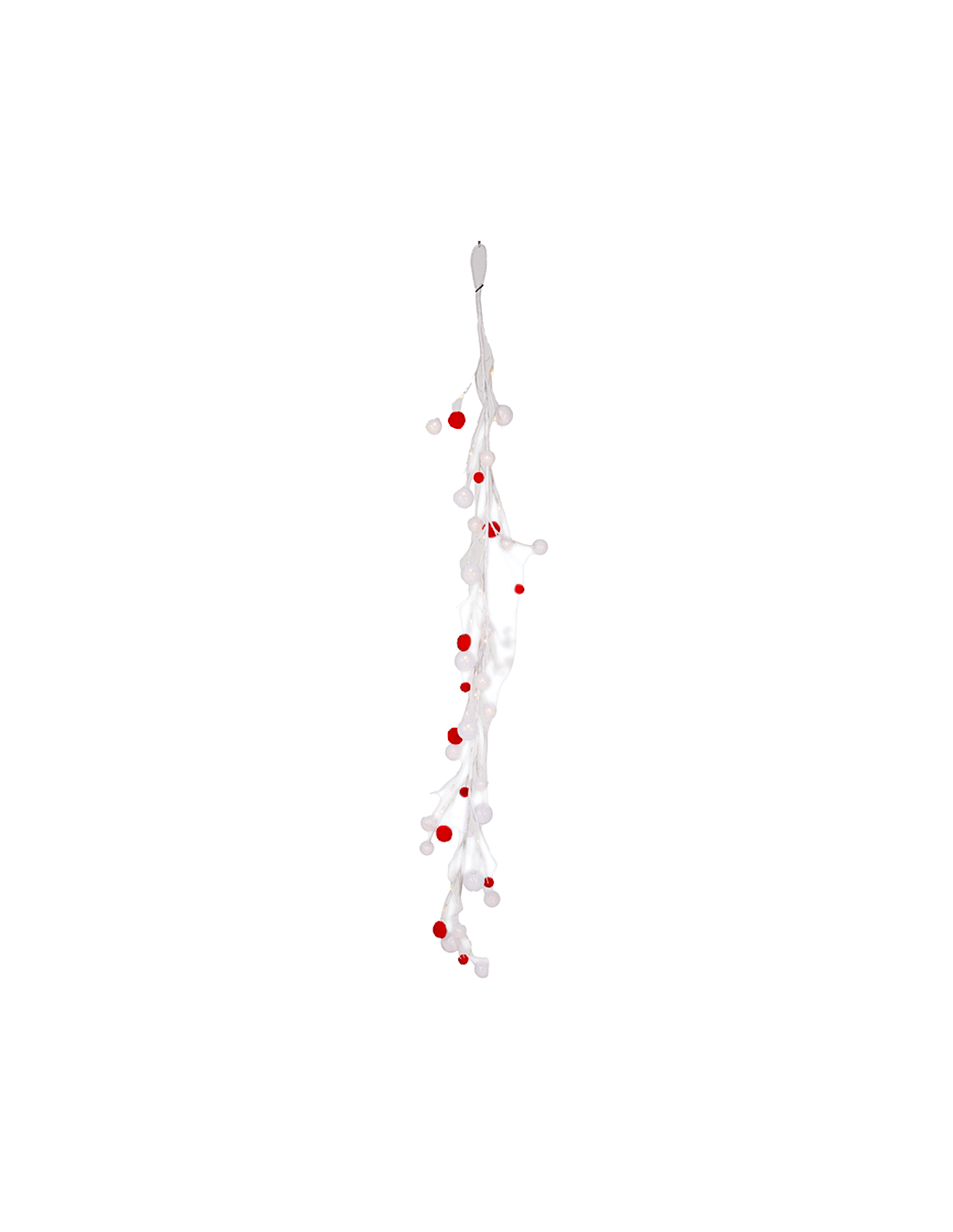 BOE E GHIRLANDE: vendita online Decorazione ghirlanda di Natale H180cm con pompon rossi e LED in PVC - La magia di Natale a c...